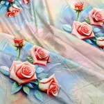 Charunir Exclusive Digital Collection Super King Size Satin Soft Cotton Bedsheet - Rose Whisper