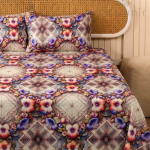 Charunir Exclusive Digital Collection Super King Size Satin Soft Cotton Bedsheet - Crystal garden