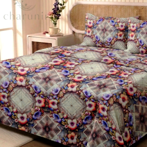 Charunir Exclusive Digital Collection Super King Size Satin Soft Cotton Bedsheet - Crystal garden