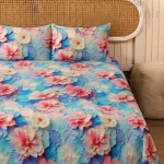 Charunir Exclusive Digital Collection Super King Size Satin Soft Cotton Bedsheet - Blsh Pink