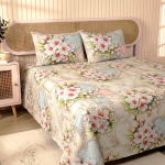 Charunir Exclusive Digital Collection Super King Size Satin Soft Cotton Bedsheet - Cherry Melody