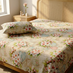 Charunir Exclusive Digital Collection Super King Size Satin Soft Cotton Bedsheet - Cherry Melody