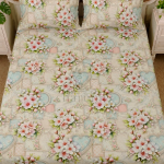 Charunir Exclusive Digital Collection Super King Size Satin Soft Cotton Bedsheet - Cherry Melody