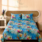 Charunir Exclusive Digital Collection Super King Size Satin Soft Cotton Bedsheet l  Golden Lily