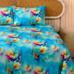 Charunir Exclusive Digital Collection Super King Size Satin Soft Cotton Bedsheet l  Golden Lily