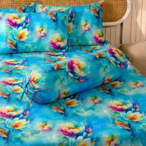 Charunir Exclusive Digital Collection Super King Size Satin Soft Cotton Bedsheet l  Golden Lily