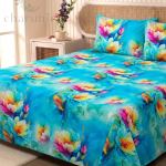 Charunir Exclusive Digital Collection Super King Size Satin Soft Cotton Bedsheet l  Golden Lily