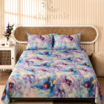 Charunir Exclusive Digital Collection Super King Size Satin Soft Cotton Bedsheet - Lavender bloom