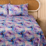 Charunir Exclusive Digital Collection Super King Size Satin Soft Cotton Bedsheet - Lavender bloom