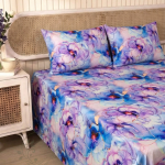 Charunir Exclusive Digital Collection Super King Size Satin Soft Cotton Bedsheet - Lavender bloom