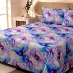 Charunir Exclusive Digital Collection Super King Size Satin Soft Cotton Bedsheet - Lavender bloom