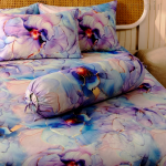Charunir Exclusive Digital Collection Super King Size Satin Soft Cotton Bedsheet - Lavender bloom