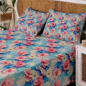 Charunir Exclusive Digital Collection Super King Size Satin Soft Cotton Bedsheet - Blsh Pink