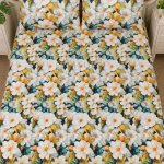 Charunir Exclusive Digital Collection Super King Size Satin Soft Cotton Bedsheet - Lvory Meadow