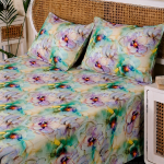 Charunir Exclusive Digital Collection Super King Size Satin Soft Cotton Bedsheet - Celestial Bloom