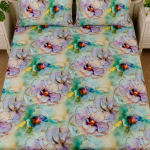 Charunir Exclusive Digital Collection Super King Size Satin Soft Cotton Bedsheet - Celestial Bloom
