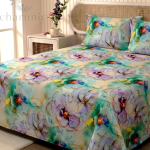 Charunir Exclusive Digital Collection Super King Size Satin Soft Cotton Bedsheet - Celestial Bloom