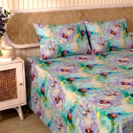 Charunir Exclusive Digital Collection Super King Size Satin Soft Cotton Bedsheet - Celestial Bloom