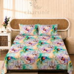 Charunir Exclusive Digital Collection Super King Size Satin Soft Cotton Bedsheet - Celestial Bloom