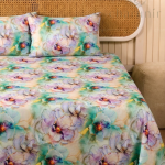 Charunir Exclusive Digital Collection Super King Size Satin Soft Cotton Bedsheet - Celestial Bloom