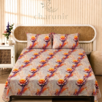 Charunir Exclusive Digital Collection Super King Size Satin Soft Cotton Bedsheet - Golden Ember