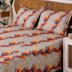 Charunir Exclusive Digital Collection Super King Size Satin Soft Cotton Bedsheet - Golden Ember