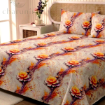 Charunir Exclusive Digital Collection Super King Size Satin Soft Cotton Bedsheet - Golden Ember