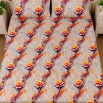 Charunir Exclusive Digital Collection Super King Size Satin Soft Cotton Bedsheet - Golden Ember