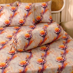 Charunir Exclusive Digital Collection Super King Size Satin Soft Cotton Bedsheet - Golden Ember