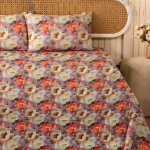 Charunir Exclusive Digital Collection Super King Size Satin Soft Cotton Bedsheet - Royal peony