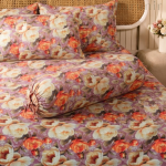 Charunir Exclusive Digital Collection Super King Size Satin Soft Cotton Bedsheet - Royal peony