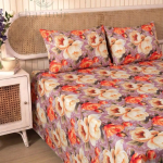 Charunir Exclusive Digital Collection Super King Size Satin Soft Cotton Bedsheet - Royal peony