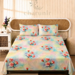 Charunir Exclusive Digital Collection Super King Size Satin Soft Cotton Bedsheet - Rose Whisper