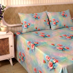 Charunir Exclusive Digital Collection Super King Size Satin Soft Cotton Bedsheet - Rose Whisper
