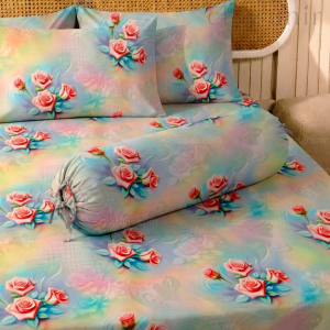 Charunir Exclusive Digital Collection Super King Size Satin Soft Cotton Bedsheet - Rose Whisper