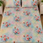 Charunir Exclusive Digital Collection Super King Size Satin Soft Cotton Bedsheet - Rose Whisper