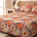 Charunir Exclusive Digital Collection Super King Size Satin Soft Cotton Bedsheet - Royal peony