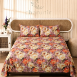 Charunir Exclusive Digital Collection Super King Size Satin Soft Cotton Bedsheet - Royal peony