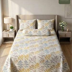 Charunir Pure Cotton Soft Fabric King Size Bedsheet | Luxury Floral Print Export Quality