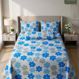Charunir Pure Cotton Soft Fabric King Size Bedsheet | Luxury Floral Print Export Quality