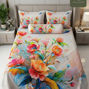 Charunir China Luxury Panel Soft Cotton King Size Bedsheet Set